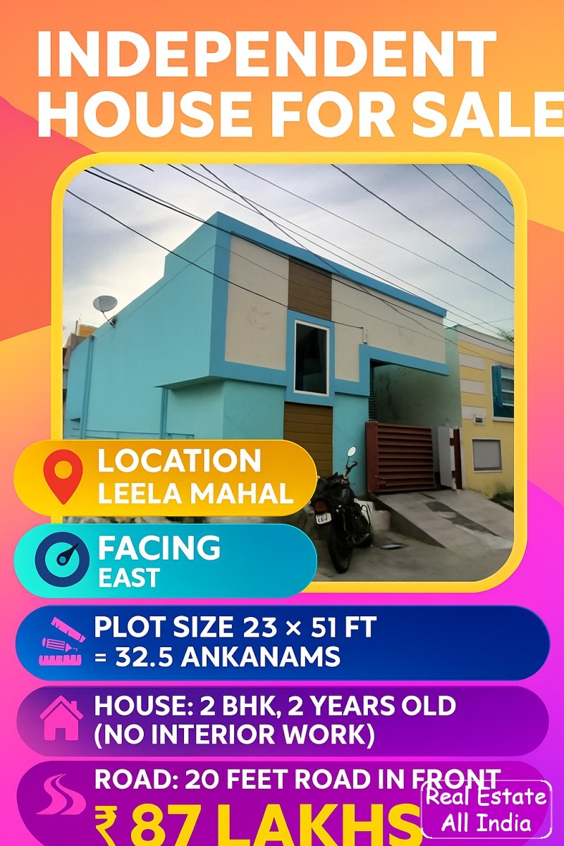 East Face House For Sale 27 Ankanams Leela Mahal Near 87 LAKHS