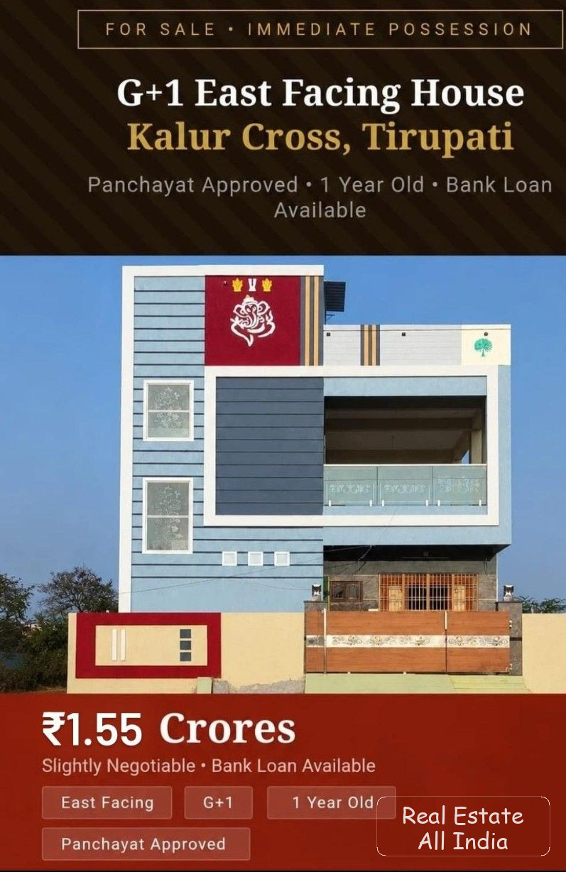 🏠 G+1 తూర్పు ముఖ ఇల్లు అమ్మకానికి – కాళూరు క్రాస్, తిరుపతి 📍 లొకేషన్: కాళూరు క్రాస్, తిరుపతి 🏡 ఇంటి రకం: G+1 ఇండిపెండెంట్ హౌస్ 🧭 ఫేసింగ్: తూర్పు మ - PS0556